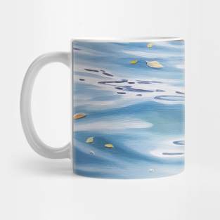 Afterthoughts - lake water painting with floating leaves Mug